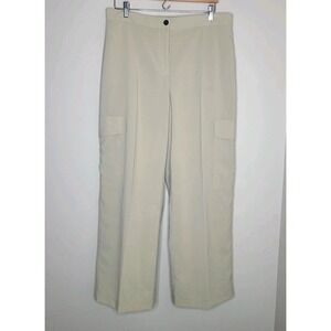 Theory Wide Leg High Rise Utility Cargo Pocket Dress Pant Trousers Crisp Poly 12
